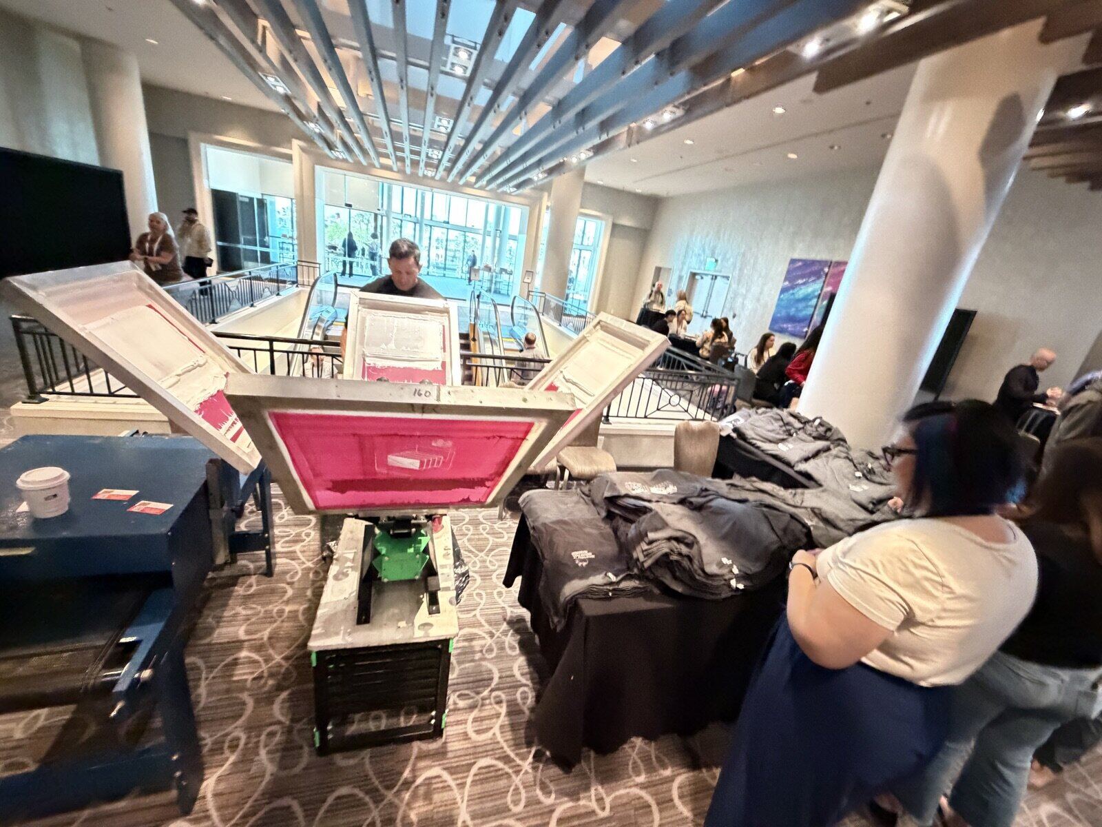 Live printing rental station running during a busy event